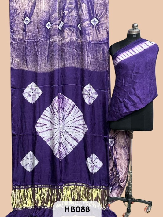 Modal Silk Hand Spray Tie & Dye with Lagdi Patta saree