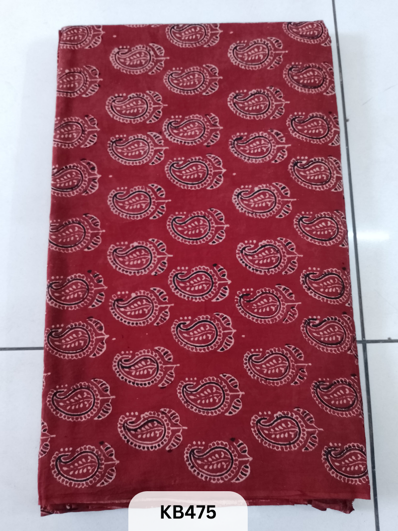 Premium Ajrakh Vegtable Handblock Cotton Fabric – 1 Meter