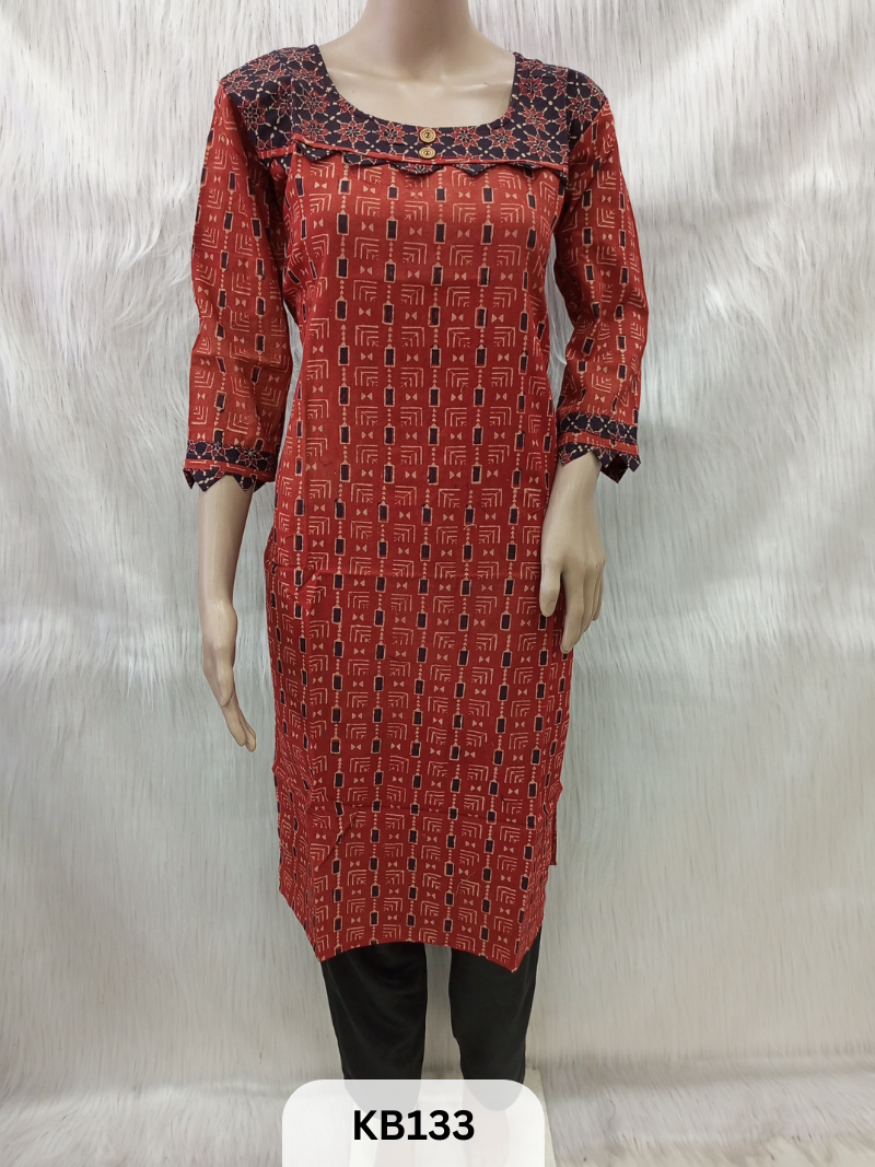 Cotton with Ajrakh print Kurthi