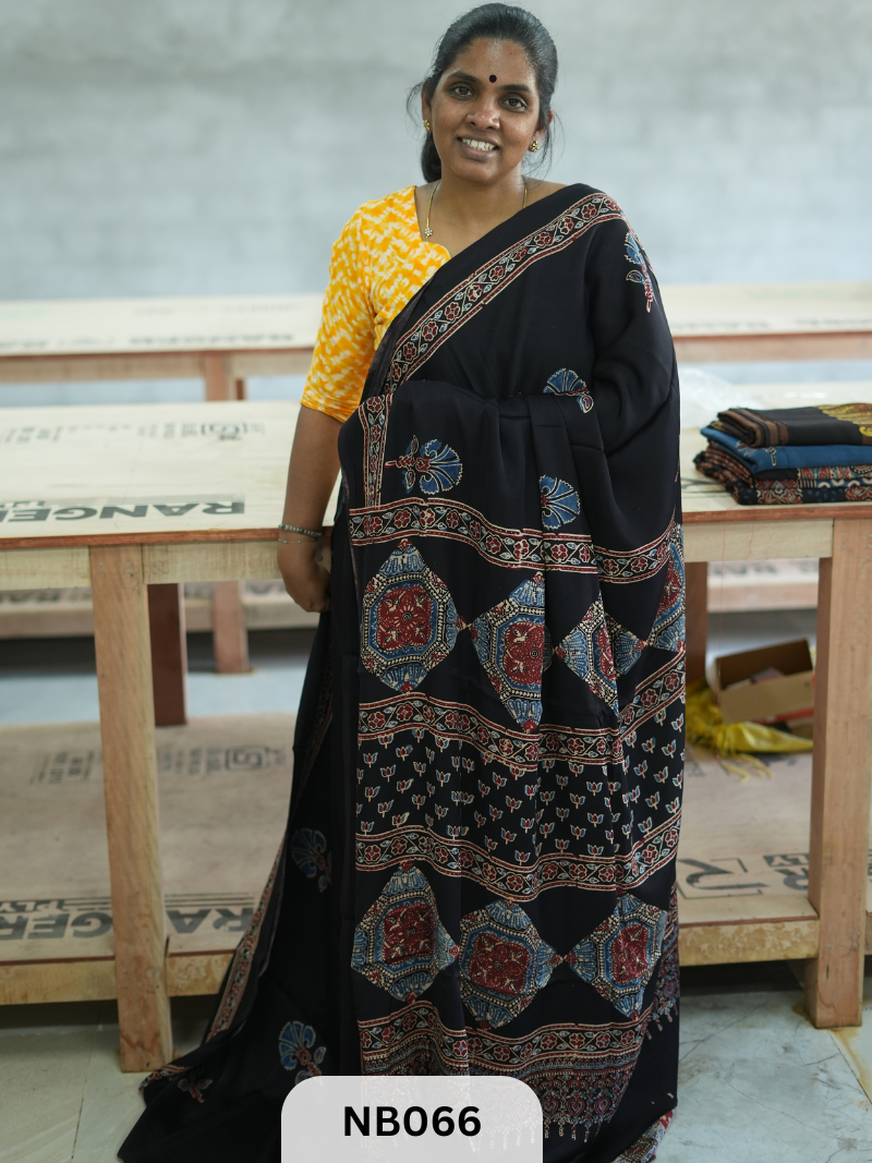 Modal Silk Saree with Ajrakh Print