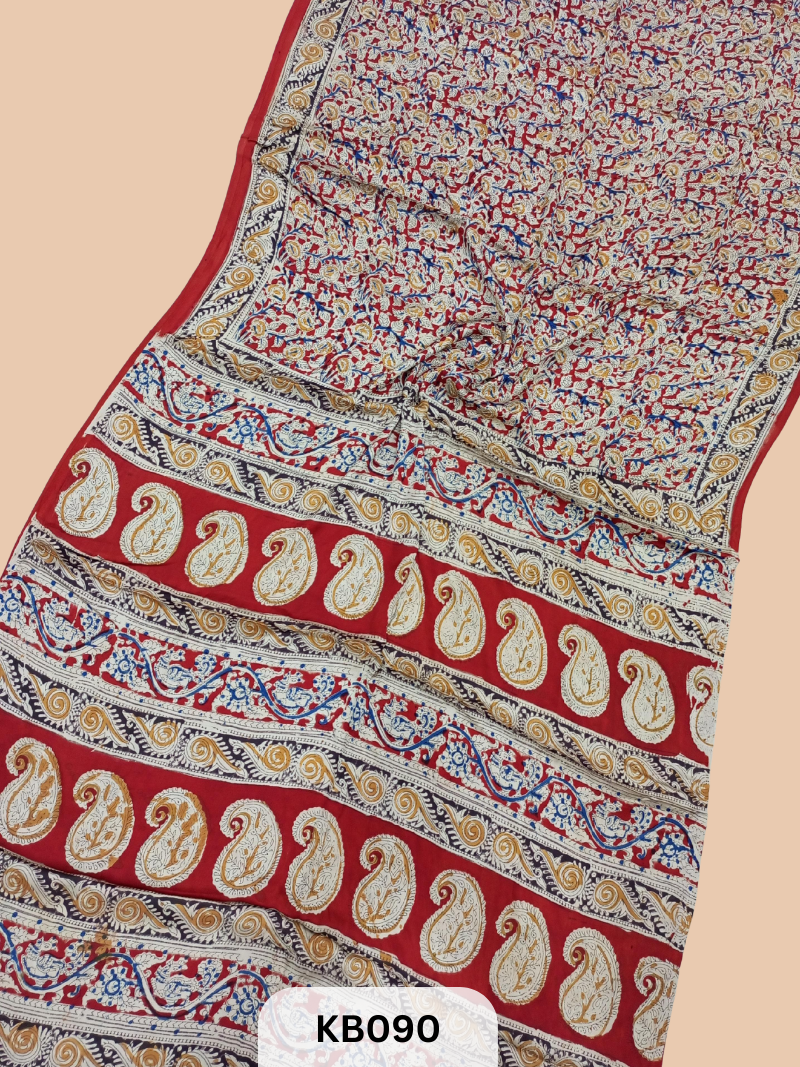 Modal Silk Saree with Ajrakh Kalamkari Print