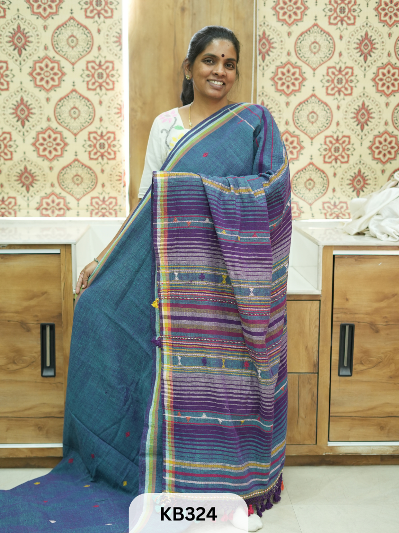 Bhujodi saree Kala cotton and Kutch work