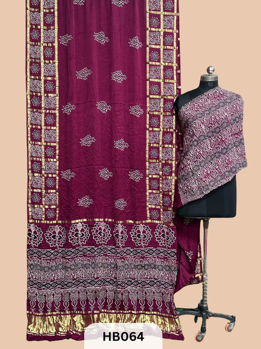 Modal Silk Gharchola saree with Ajrakh Print