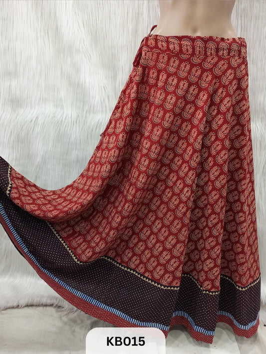 Cotton Ajrakh Veg. Patta skirt