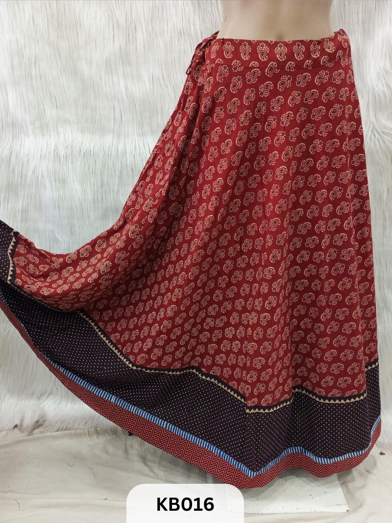 Cotton Ajrakh Veg. Patta skirt