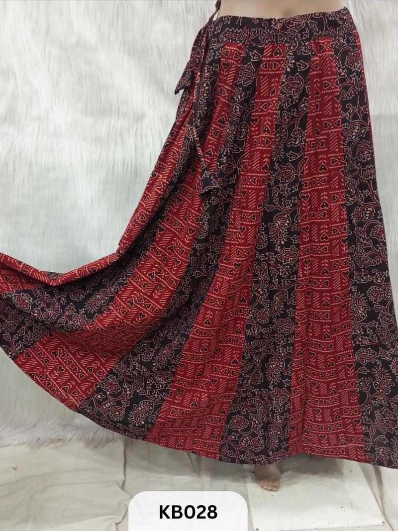 Cotton Ajrakh 5 mtr flair Veg. Kali skirt