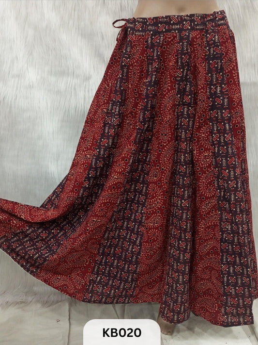 Cotton Ajrakh 5 mtr flair Veg. Kali skirt