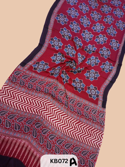 Modal Silk Saree with Ajrakh Print