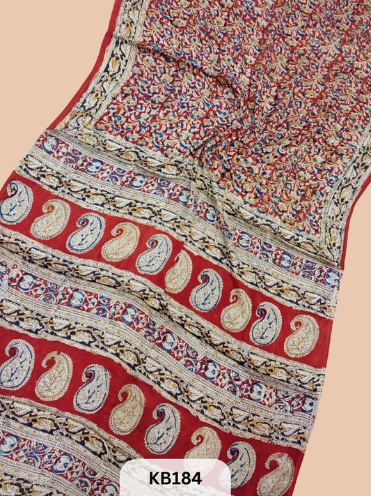 Modal Silk Saree with Ajrakh Kalamkari Print