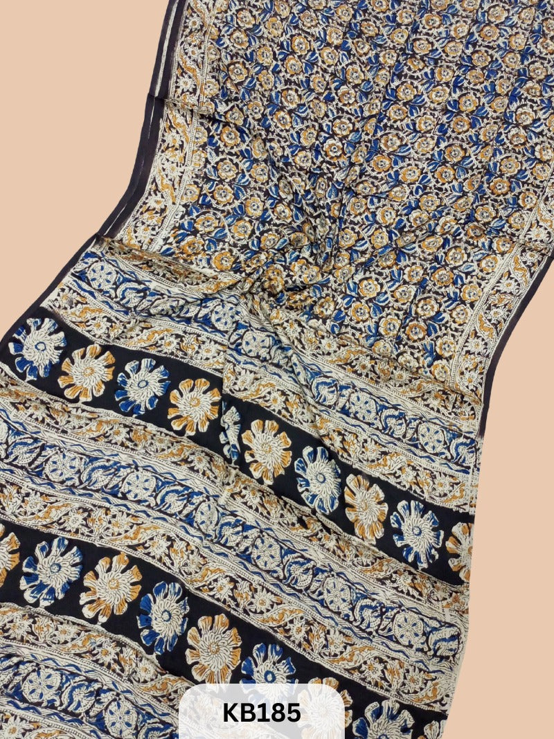 Modal Silk Saree with Ajrakh Kalamkari Print