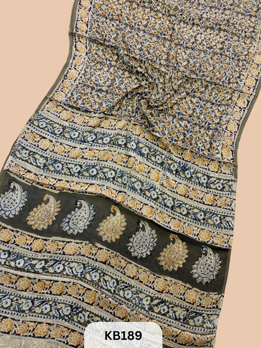 Modal Silk Saree with Ajrakh Kalamkari Print