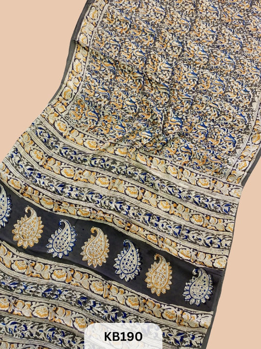 Modal Silk Saree with Ajrakh Kalamkari Print