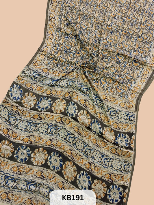 Modal Silk Saree with Ajrakh Kalamkari Print