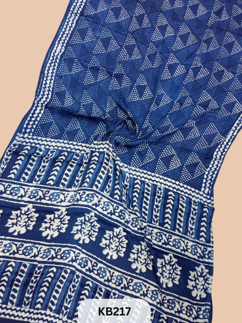 Modal Silk Saree with Indigo Print