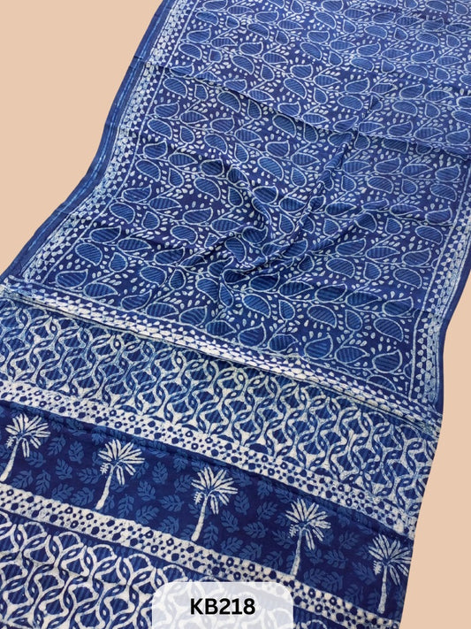 Modal Silk Saree with Indigo Print