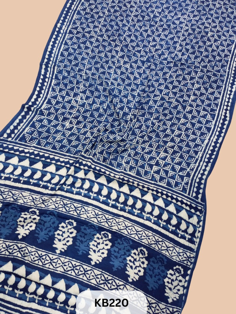 Modal Silk Saree with Indigo Print