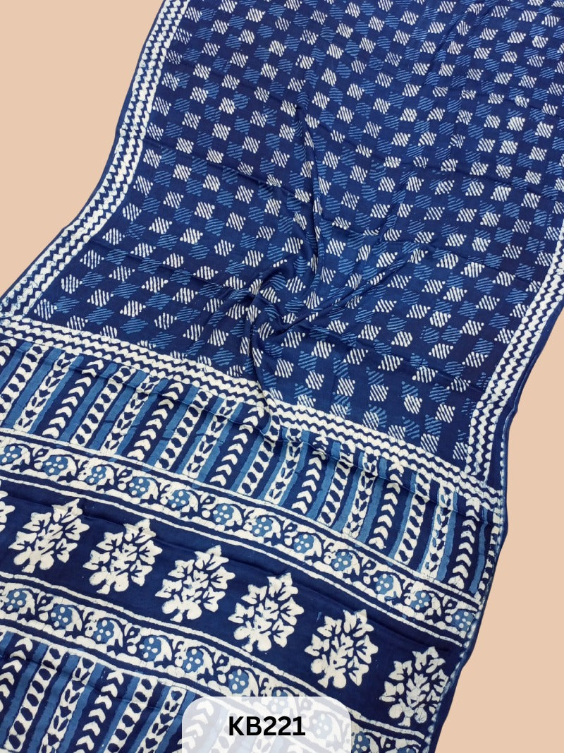 Modal Silk Saree with Indigo Print