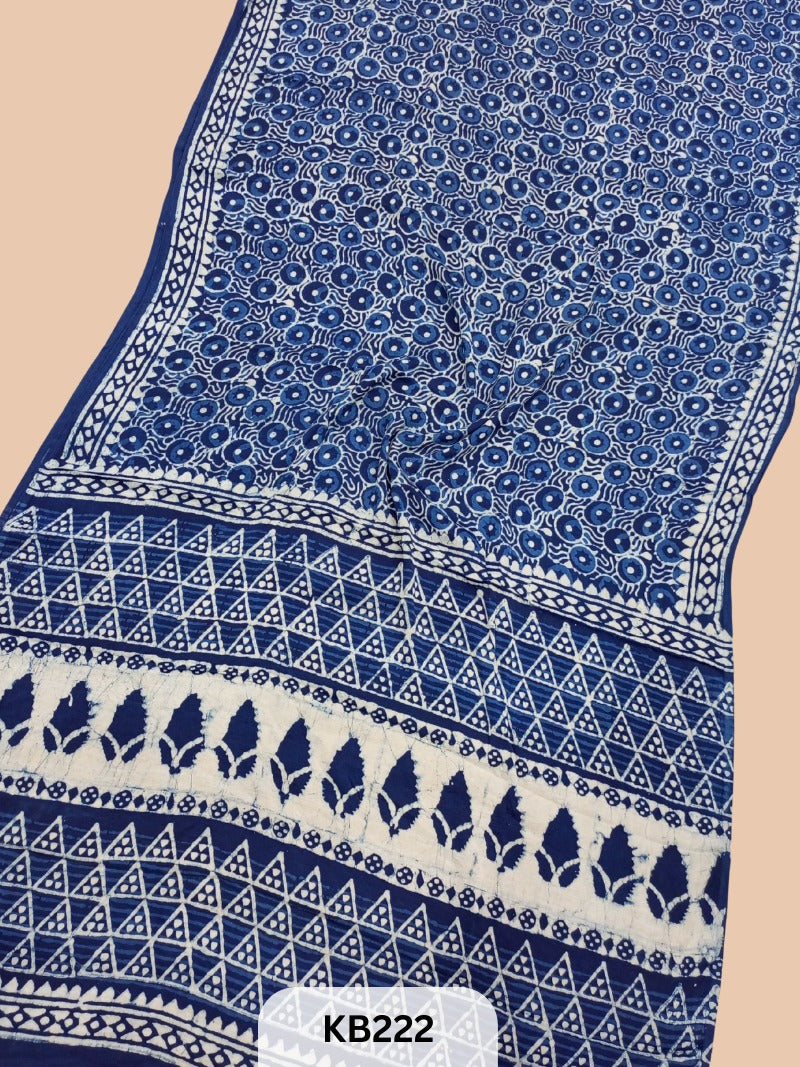 Modal Silk Saree with Indigo Print