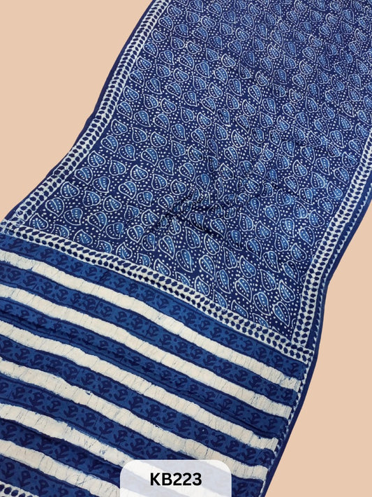 Modal Silk Saree with Indigo Print