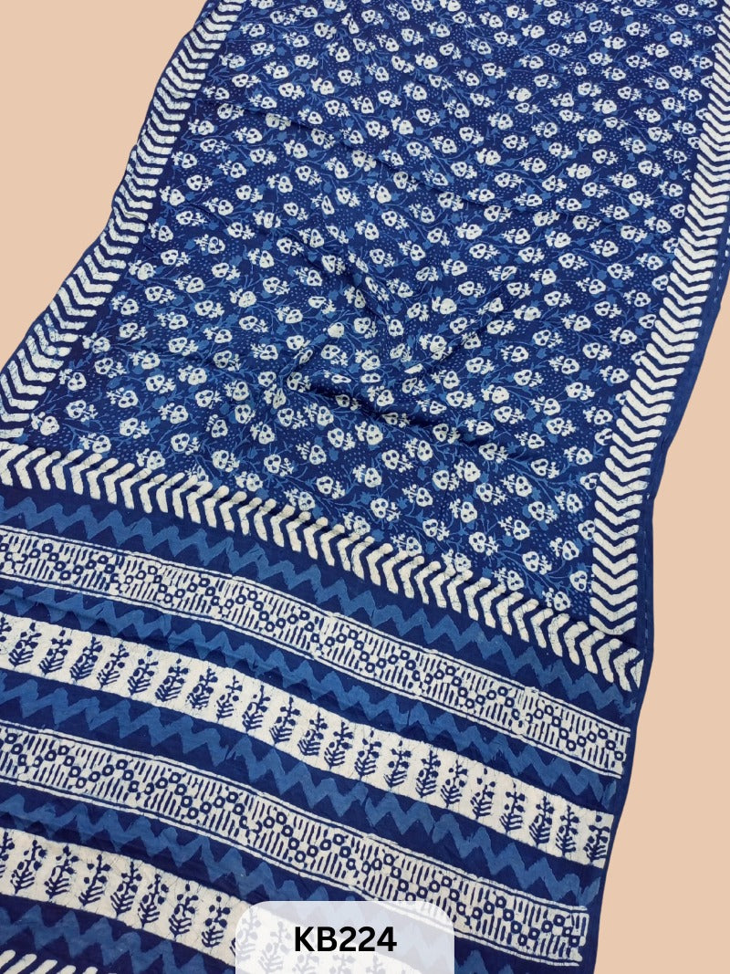 Modal Silk Saree with Indigo Print