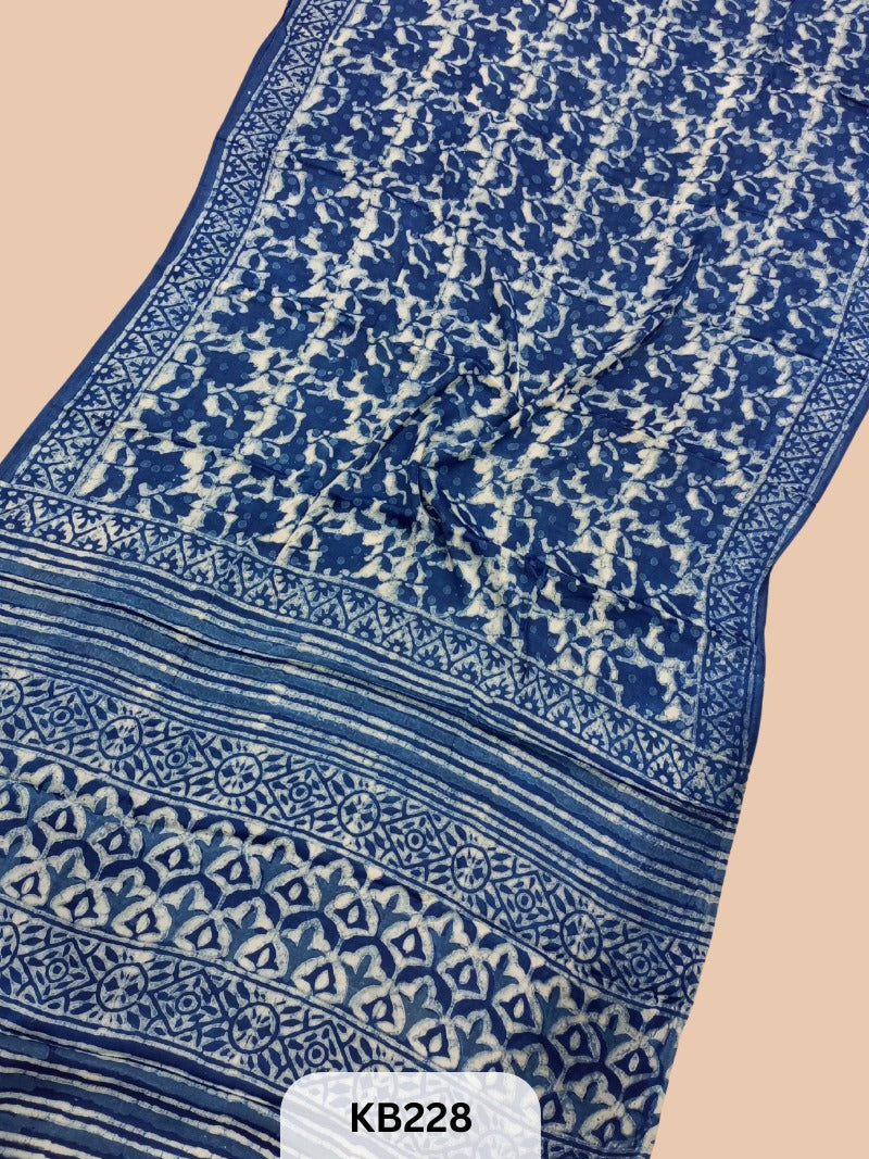 Modal Silk Saree with Indigo Print