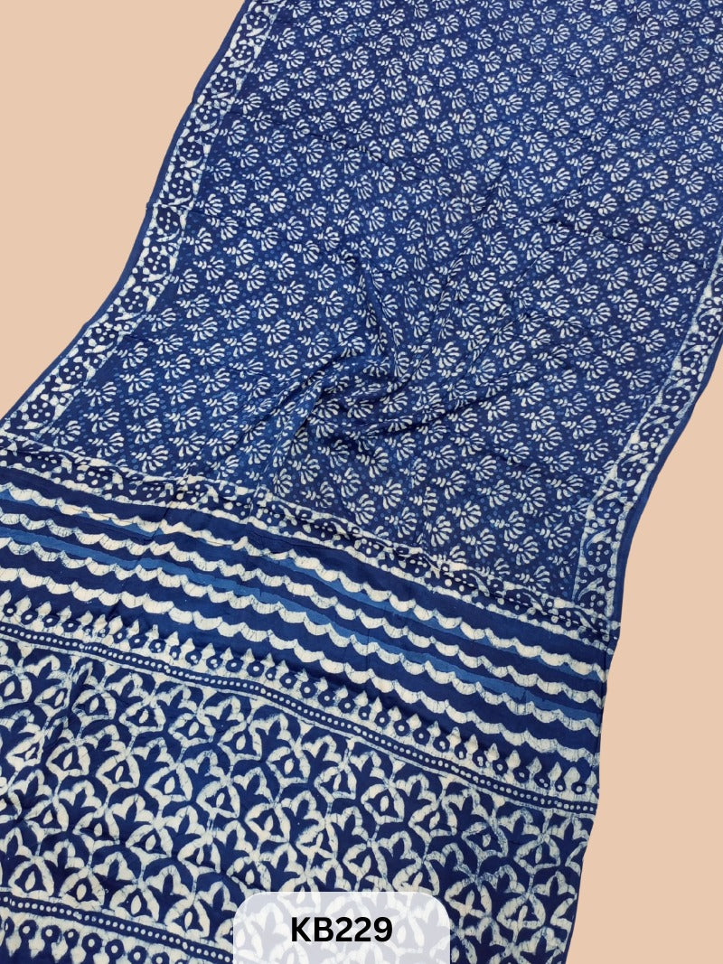 Modal Silk Saree with Indigo Print