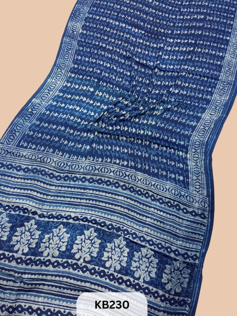 Modal Silk Saree with Indigo Print