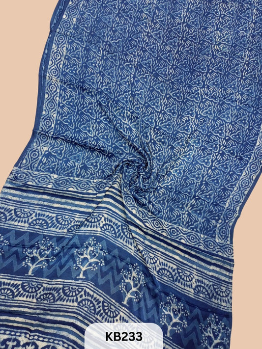 Modal Silk Saree with Indigo Print