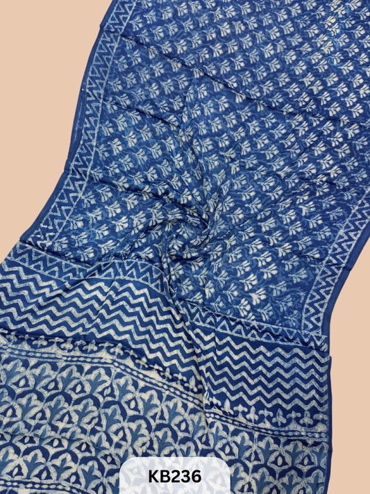 Modal Silk Saree with Indigo Print