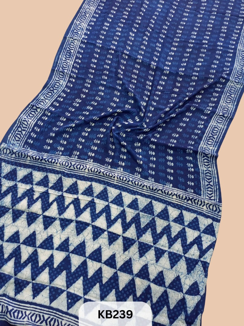 Modal Silk Saree with Indigo Print