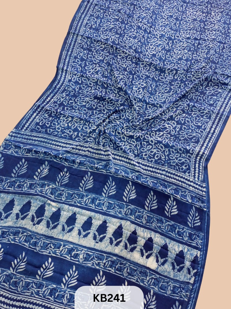 Modal Silk Saree with Indigo Print