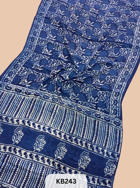 Modal Silk Saree with Indigo Print